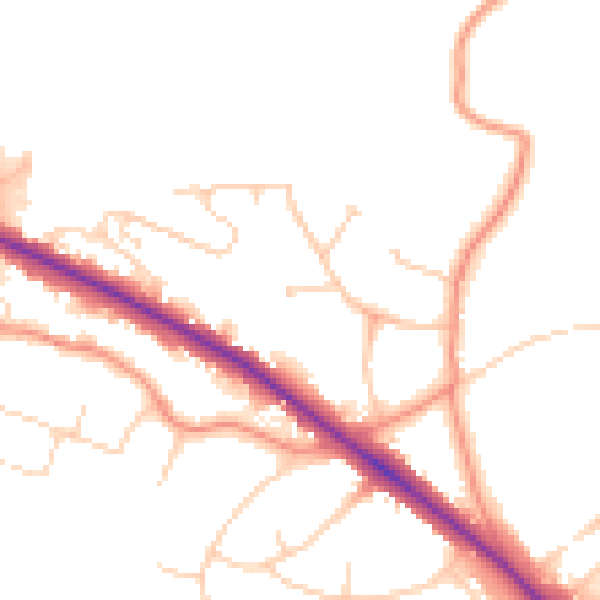 Daytime road noise heatmap for LS16 9EN