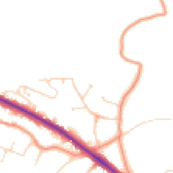 Daytime road noise heatmap for LS16 9EW