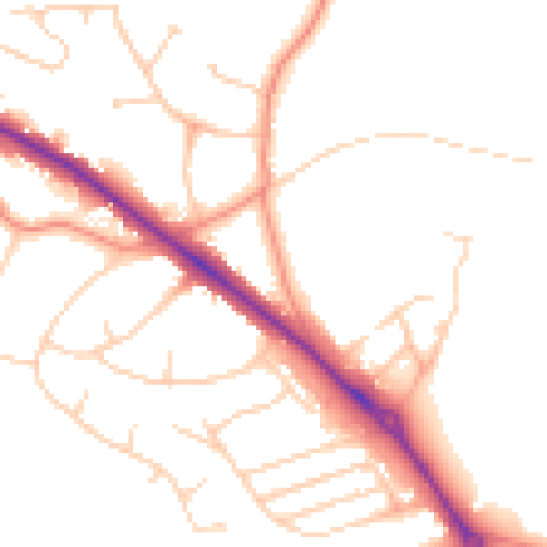 Daytime road noise heatmap for LS16 9EY