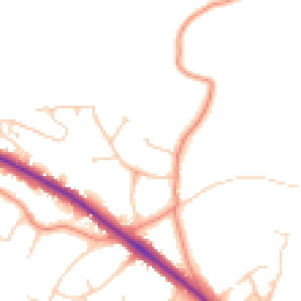 Daytime road noise heatmap for LS16 9EZ