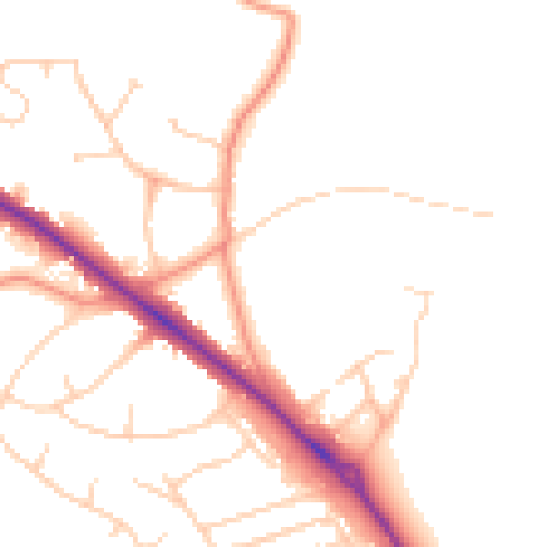 Daytime road noise heatmap for LS16 9FB