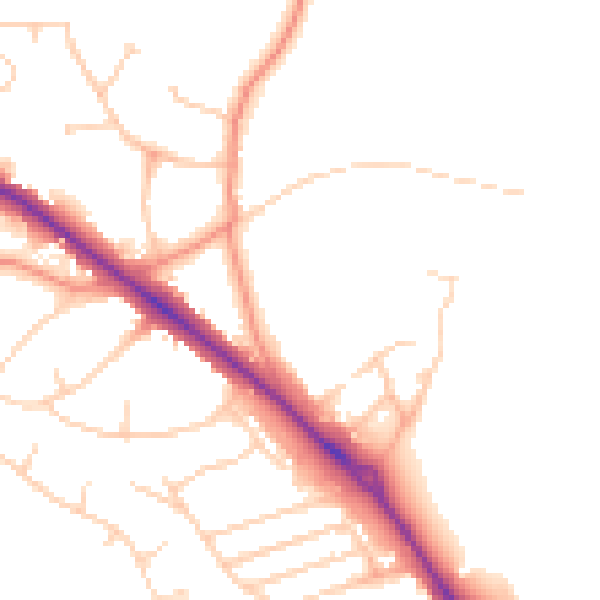 Daytime road noise heatmap for LS16 9FD