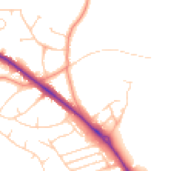 Daytime road noise heatmap for LS16 9FE