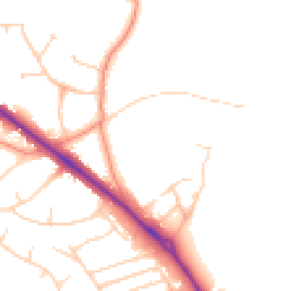 Daytime road noise heatmap for LS16 9FG