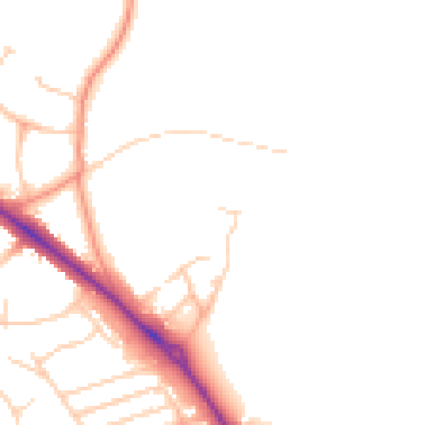 Daytime road noise heatmap for LS16 9FJ