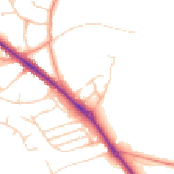 Daytime road noise heatmap for LS16 9FN