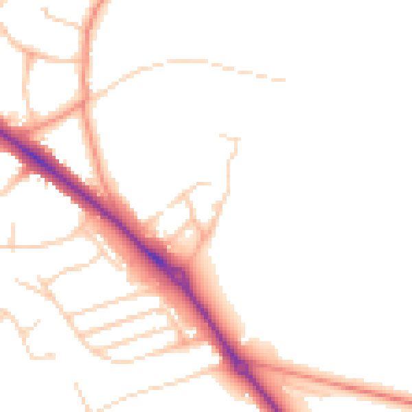 Daytime road noise heatmap for LS16 9FR