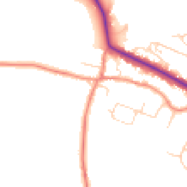 Daytime road noise heatmap for LS16 9HJ