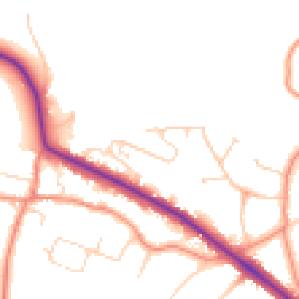 Daytime road noise heatmap for LS16 9JG