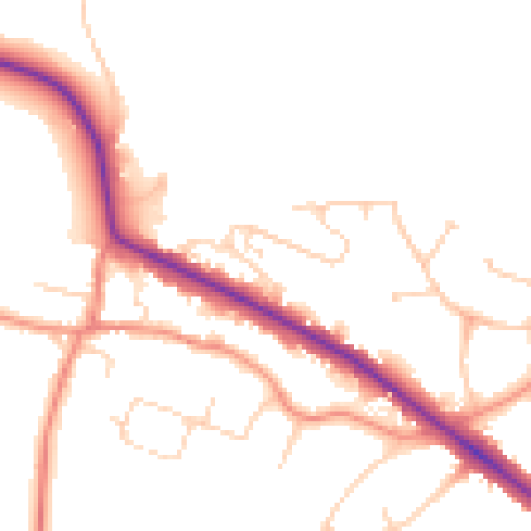 Daytime road noise heatmap for LS16 9JZ
