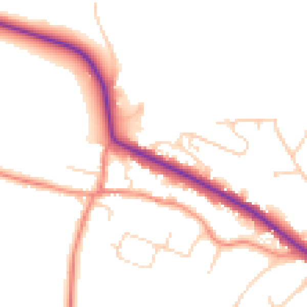 Daytime road noise heatmap for LS16 9LA