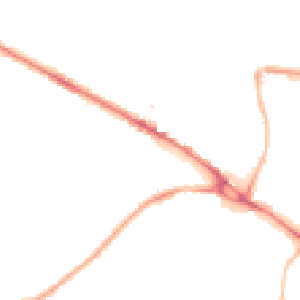 Night-time road noise heatmap for LS20 8AG