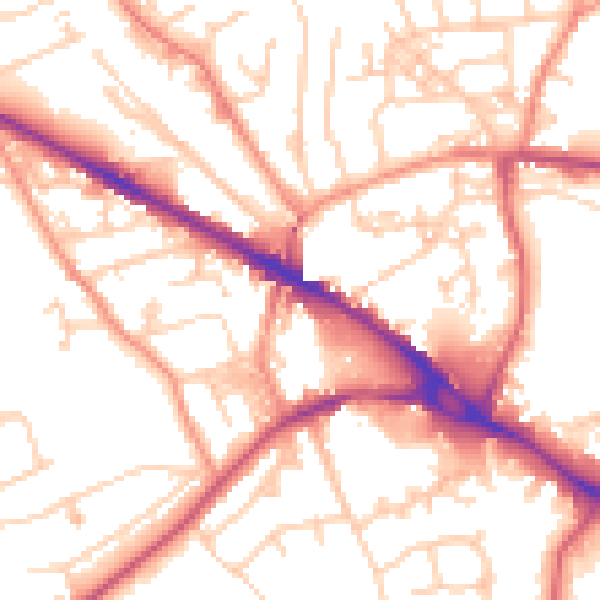 Daytime road noise heatmap for LS20 8AQ