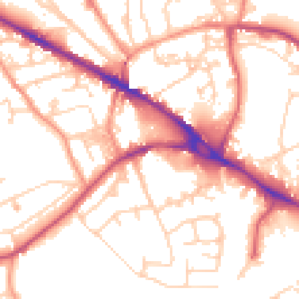 Daytime road noise heatmap for LS20 8AR