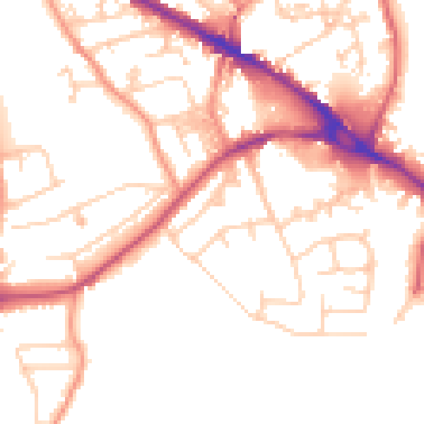 Daytime road noise heatmap for LS20 8AS