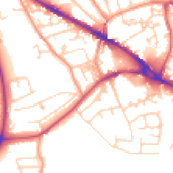 Daytime road noise heatmap for LS20 8AT