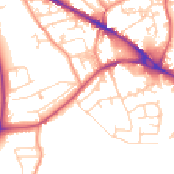 Daytime road noise heatmap for LS20 8AU