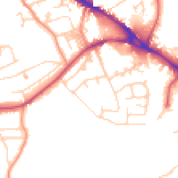 Daytime road noise heatmap for LS20 8BA