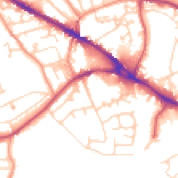 Daytime road noise heatmap for LS20 8BD