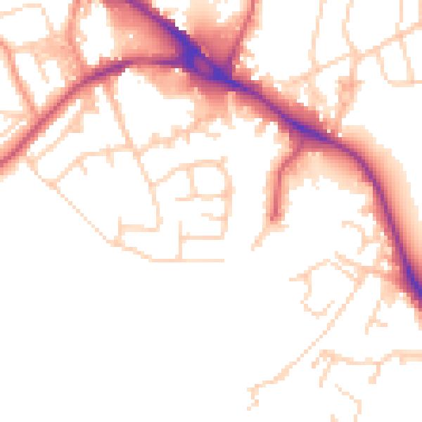 Daytime road noise heatmap for LS20 8BE