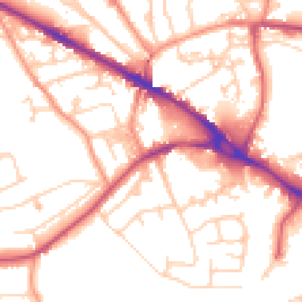 Daytime road noise heatmap for LS20 8BF