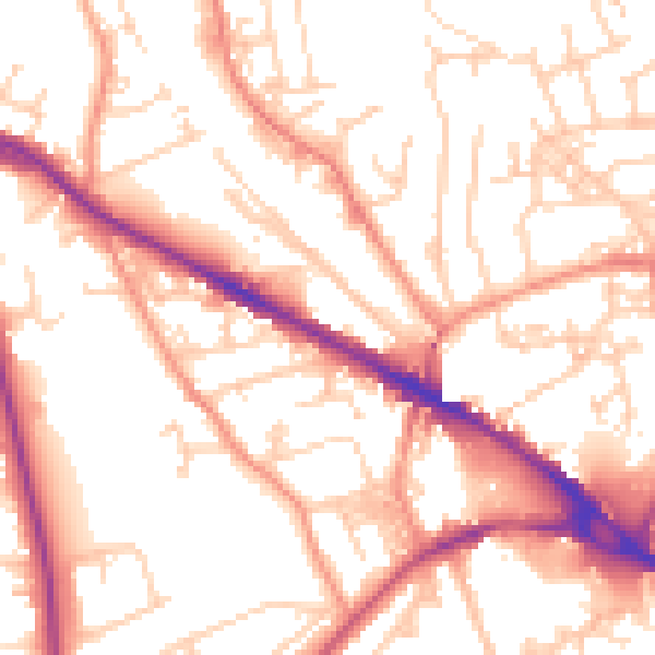 Daytime road noise heatmap for LS20 8BP