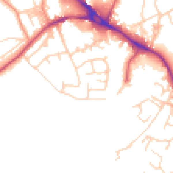 Daytime road noise heatmap for LS20 8BQ
