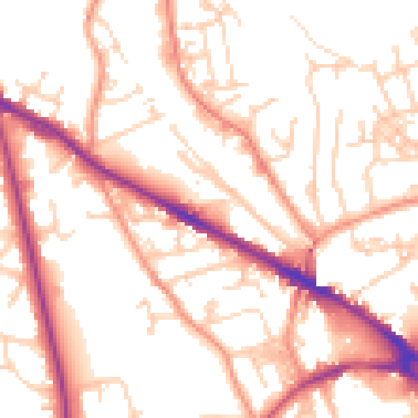 Daytime road noise heatmap for LS20 8BU