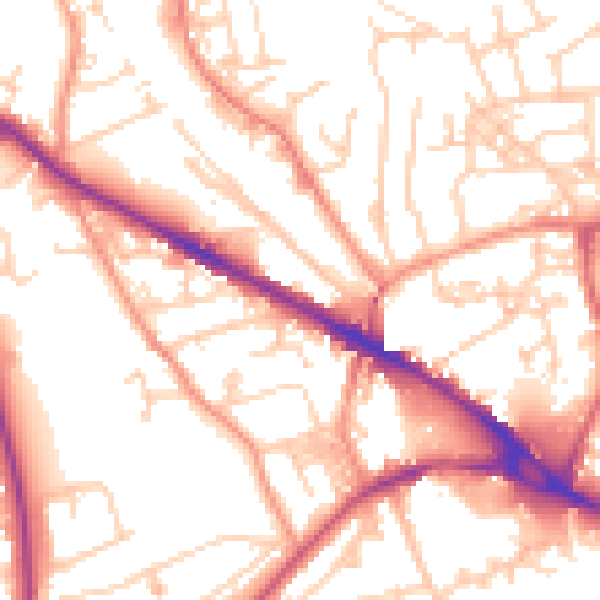 Daytime road noise heatmap for LS20 8BW