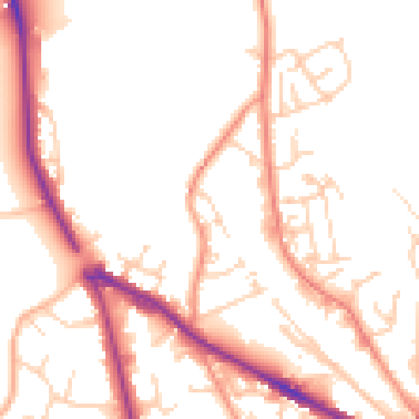 Daytime road noise heatmap for LS20 8BZ