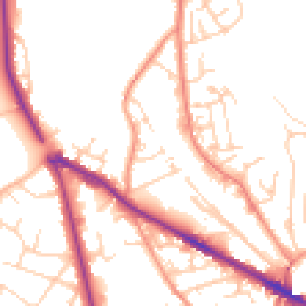 Daytime road noise heatmap for LS20 8DB