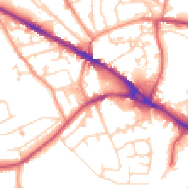 Daytime road noise heatmap for LS20 8DE
