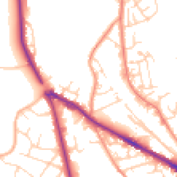 Daytime road noise heatmap for LS20 8DF