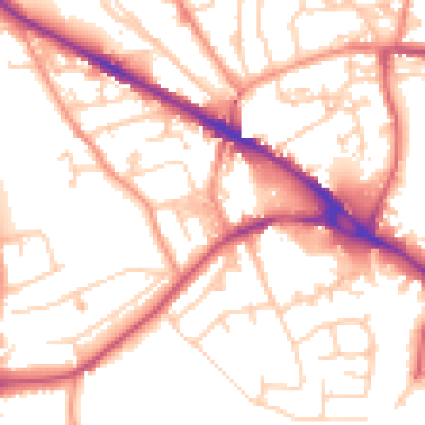 Daytime road noise heatmap for LS20 8DJ