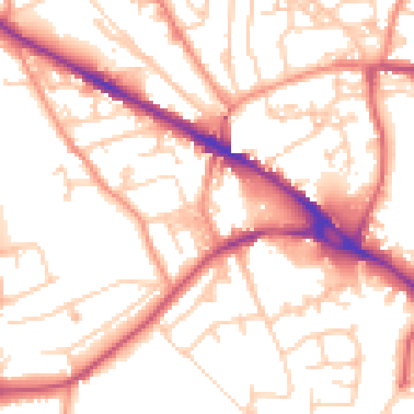 Daytime road noise heatmap for LS20 8DQ