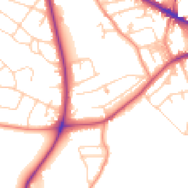 Daytime road noise heatmap for LS20 8DU