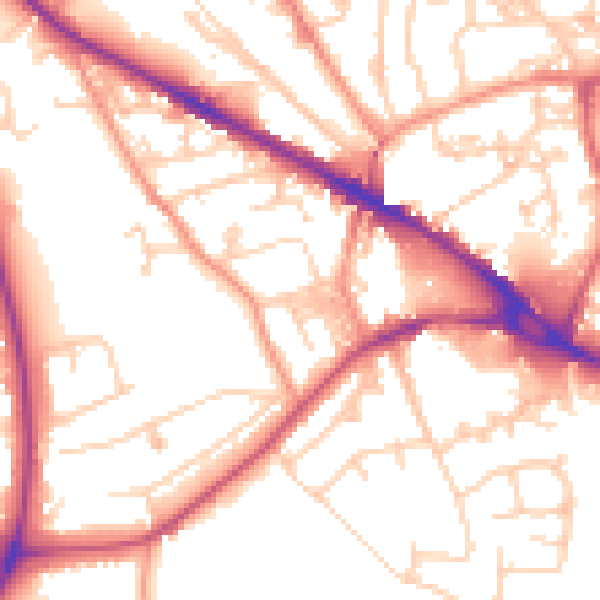 Daytime road noise heatmap for LS20 8DW