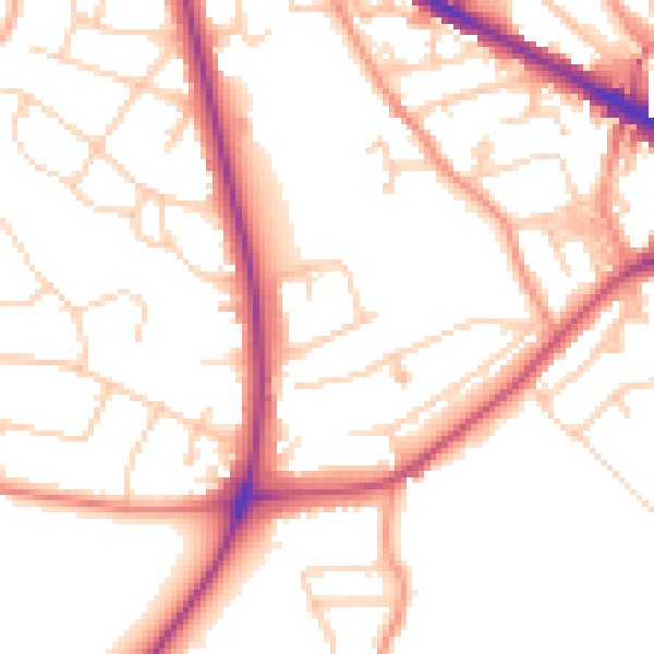 Daytime road noise heatmap for LS20 8DX