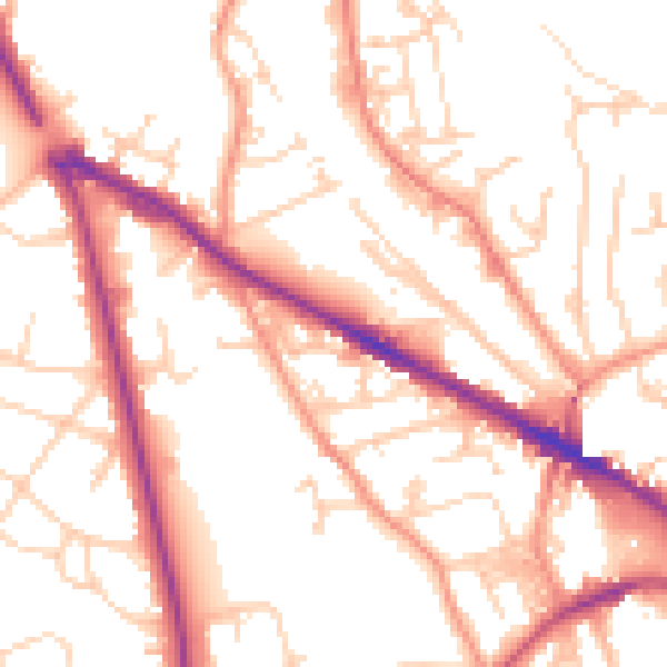 Daytime road noise heatmap for LS20 8FL