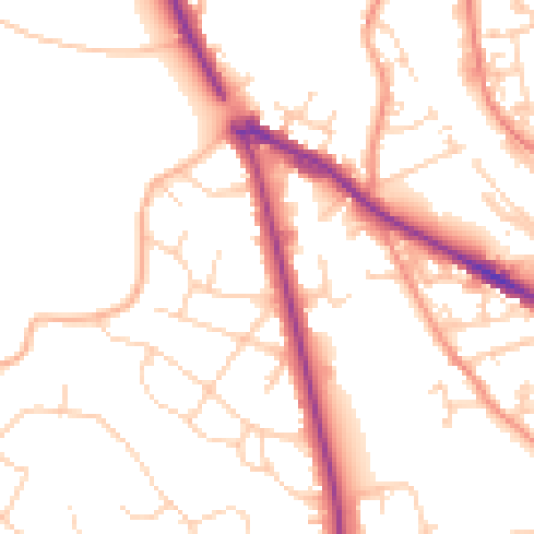 Daytime road noise heatmap for LS20 8NH