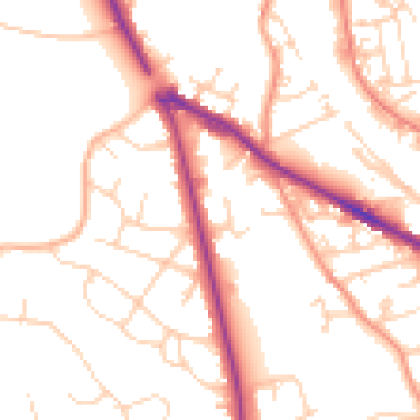 Daytime road noise heatmap for LS20 8NJ