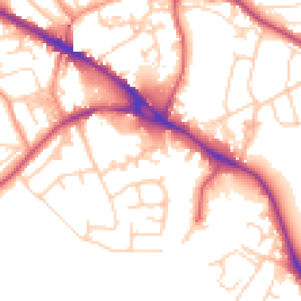 Daytime road noise heatmap for LS20 8QE