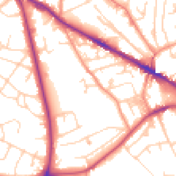Daytime road noise heatmap for LS20 8QR