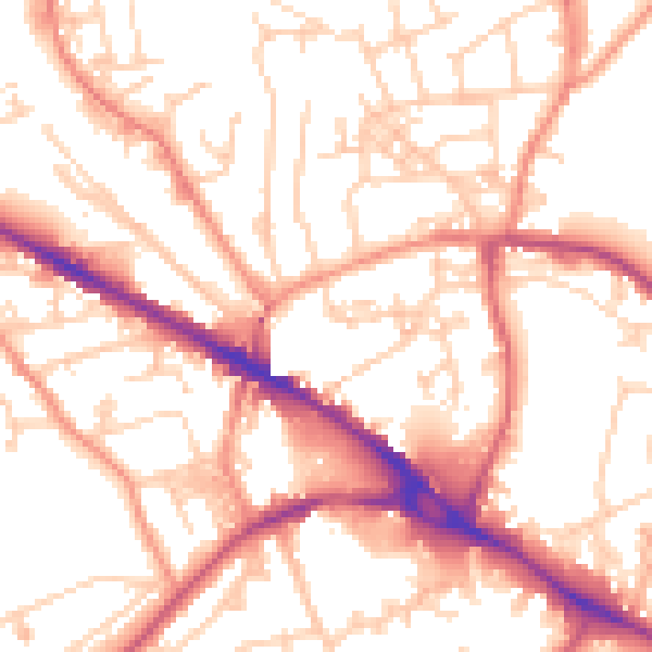 Daytime road noise heatmap for LS20 9AF