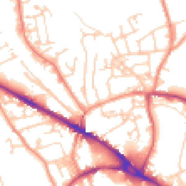 Daytime road noise heatmap for LS20 9BZ