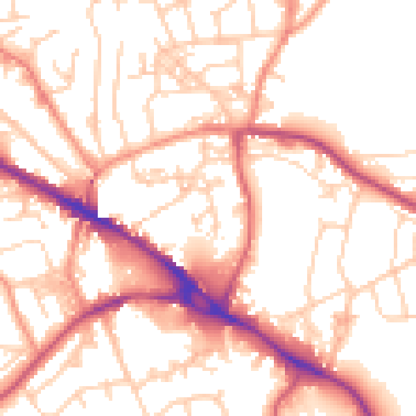 Daytime road noise heatmap for LS20 9FJ