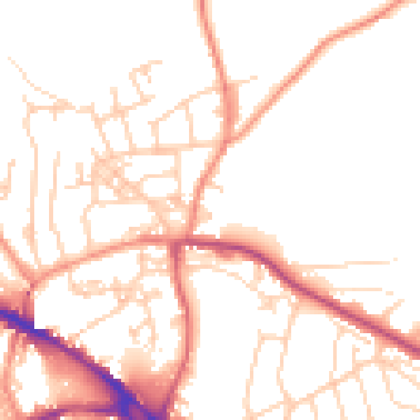 Daytime road noise heatmap for LS20 9HB