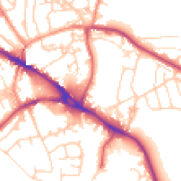 Daytime road noise heatmap for LS20 9HX