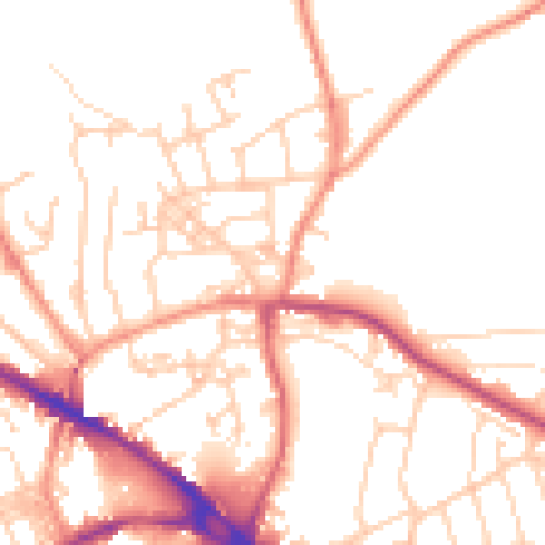 Daytime road noise heatmap for LS20 9HY