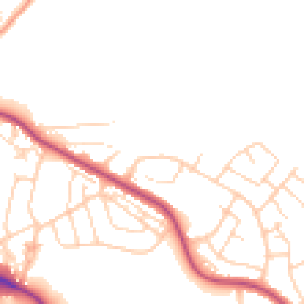 Daytime road noise heatmap for LS20 9JP
